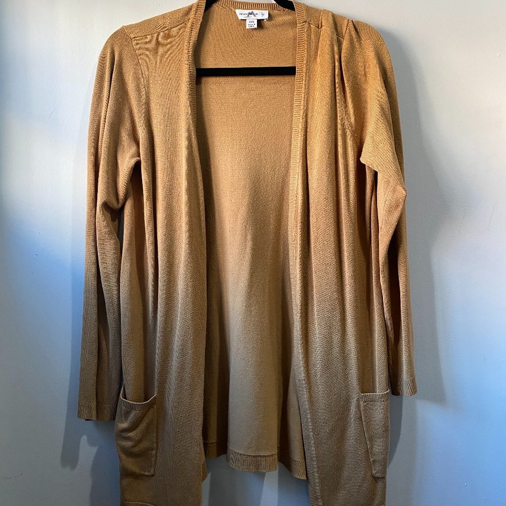 2/$10 Susan Graver Tan Long Cardigan with pockets